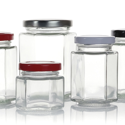 Wholesale Price Available Different Sizes Full Foam Packing Hexagonal Honey Jars Glass