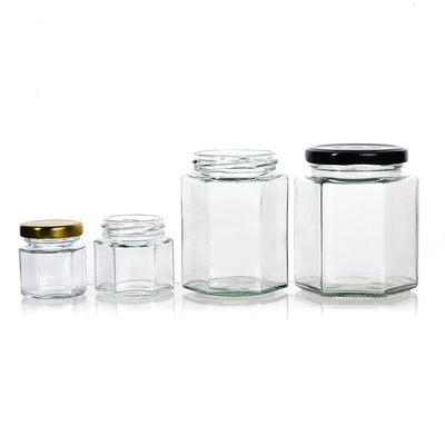Wholesale Price Available Different Sizes Full Foam Packing Hexagonal Honey Jars Glass