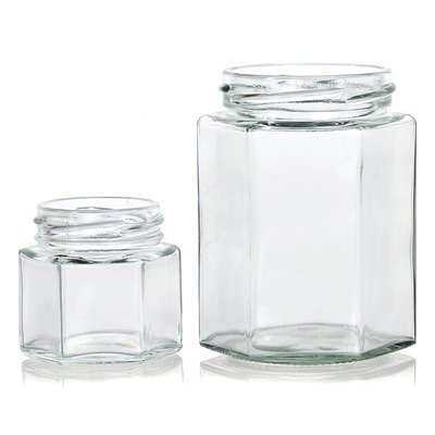 Wholesale Price Available Different Sizes Full Foam Packing Hexagonal Honey Jars Glass
