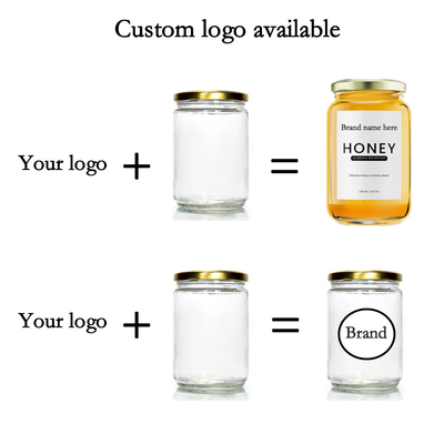Custom Logo Wholesale Food Grade Transparent Round Food Storage Glass Container Jar With Screw Metal Lid for Food Packing