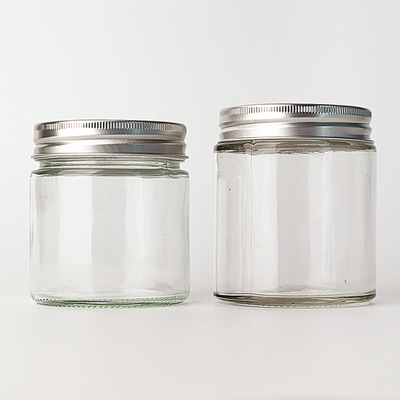 Food Storage 120ml-1000ml Straight Round Clear Glass Honey Jam Spice Jar With Aluminium Lid
