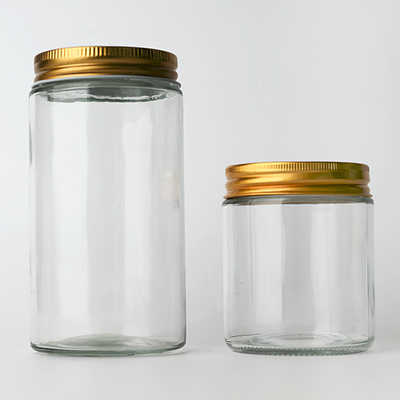 Hot Selling 50ml - 260ml 47mm Diameter Clear Glass Bottle Jar Glass Food Storage Container With Gold Silver Aluminum Lid