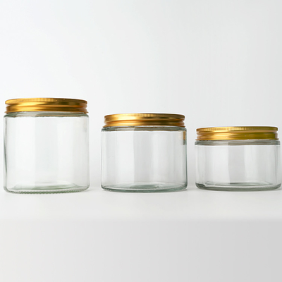 Hot Selling 50ml - 260ml 47mm Diameter Clear Glass Bottle Jar Glass Food Storage Container With Gold Silver Aluminum Lid