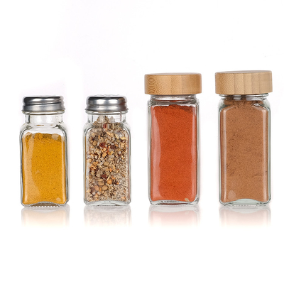 Popular Size 4 OZ Clear Spice Jar Set 24 Pack Seasoning Glass Spice Jar With Lids
