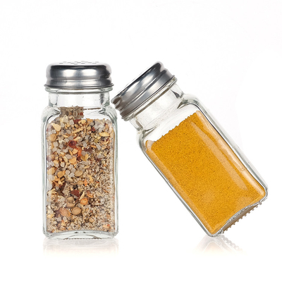 4oz Kitchen Storage Square Container Bottles Acacia Wooden Glass Spice Jars With Bamboo Lids Set