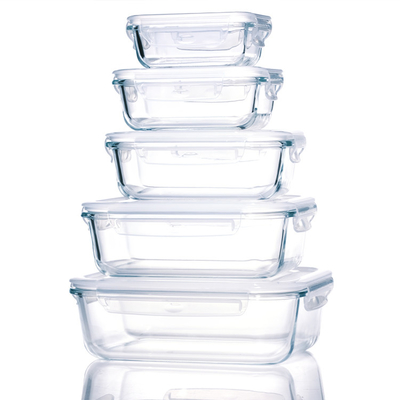 Glass Lunch Box 800Ml 920Ml Round Heating Glass Glass Food Container for Kitchen