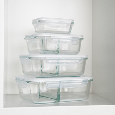 Glass Lunch Box 800Ml 920Ml Round Heating Glass Glass Food Container for Kitchen