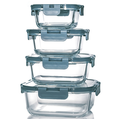 Glass Lunch Box 800Ml 920Ml Round Heating Glass Glass Food Container for Kitchen