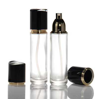 OEM Wholesale Black Empty Cosmetics Glass Face Cream Jar Lotion Pump Bottle Cosmetic Packaging Set