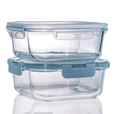 Eco-Friendly Prep Clear Rectangular Glass Bento Lunch Box Glass Food Storage Containers for Meal