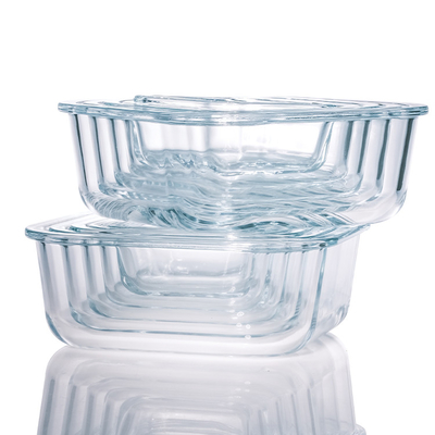 Eco-Friendly Prep Clear Rectangular Glass Bento Lunch Box Glass Food Storage Containers for Meal