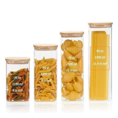 Glass Food Storage Jar 300ML 500ML 750ML Borosilicate Glass Canister With Metal Lid