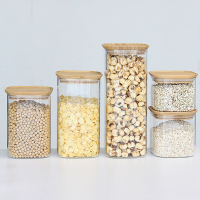 Glass Food Storage Jar 300ML 500ML 750ML Borosilicate Glass Canister With Metal Lid