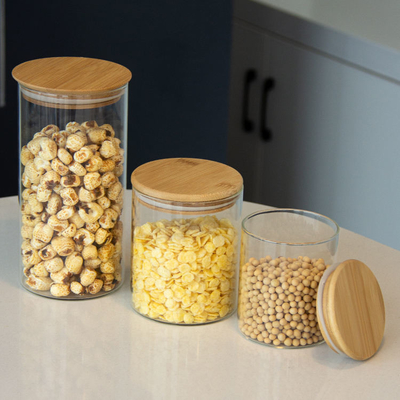 Glass Food Storage Jar 300ML 500ML 750ML Borosilicate Glass Canister With Metal Lid