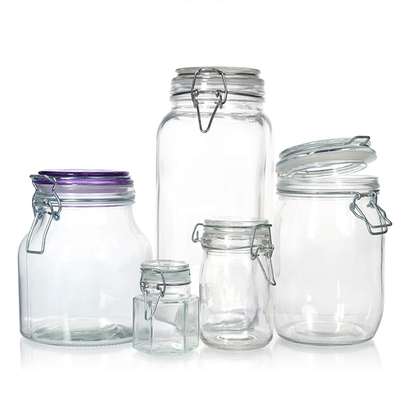 Round Sealed Threaded Glass Jars Locklid Hermetic Rubber Seal Bale Wire Swing Top