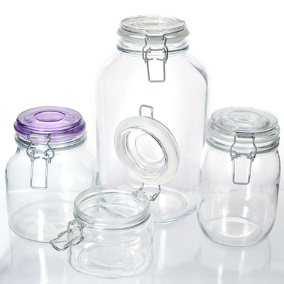 Round Sealed Threaded Glass Jars Locklid Hermetic Rubber Seal Bale Wire Swing Top