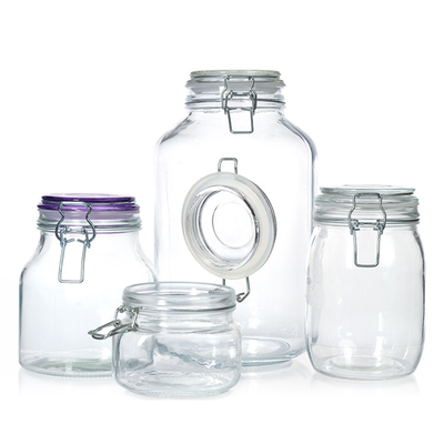Round Sealed Threaded Glass Jars Locklid Hermetic Rubber Seal Bale Wire Swing Top