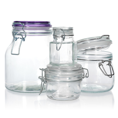 Round Sealed Threaded Glass Jars Locklid Hermetic Rubber Seal Bale Wire Swing Top