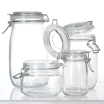 Round Sealed Threaded Glass Jars Locklid Hermetic Rubber Seal Bale Wire Swing Top