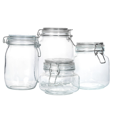 Round Sealed Threaded Glass Jars Lock Lid Hermetic Rubber Seal Bale Wire Swing Top