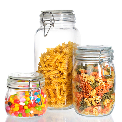 Hot Sale 100ml 200 Ml Flip Top Lid Clamp Seals Fried Fruits Vegetable Salad Nut Kitchen Storage Glass Jars