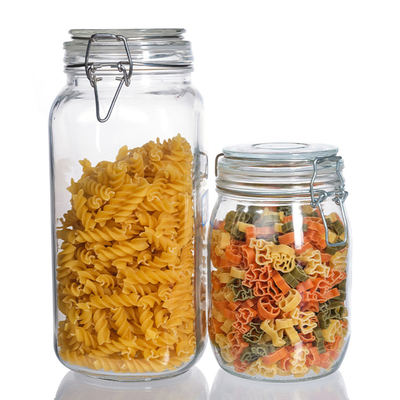 Hot Sale 100ml 200 Ml Flip Top Lid Clamp Seals Fried Fruits Vegetable Salad Nut Kitchen Storage Glass Jars