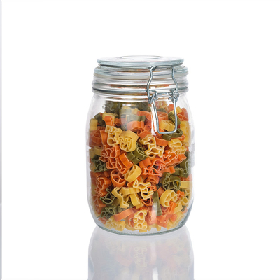 Hot Sale 100ml 200 Ml Flip Top Lid Clamp Seals Fried Fruits Vegetable Salad Nut Kitchen Storage Glass Jars