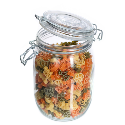 Hot Sale 100ml 200 Ml Flip Top Lid Clamp Seals Fried Fruits Vegetable Salad Nut Kitchen Storage Glass Jars