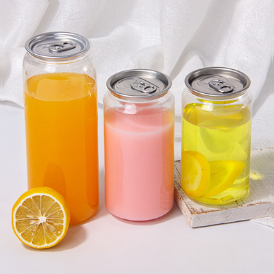 250 Ml 330 Ml 350 Ml 500 Ml 650 Ml 700 Ml Transparent Plastic Can Soda Bottle With Aluminum Lid Customized Pet Cans
