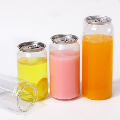 250ml 330ml 350ml 500ml 650ml Pet Clear Juice Can With Easy Open End Plastic Beverage Can
