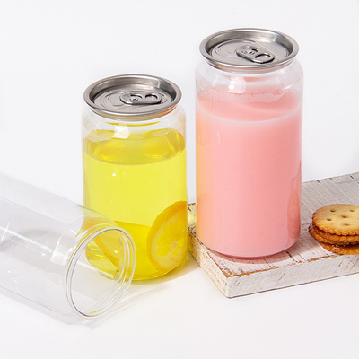 250ml 330ml 350ml 500ml 650ml Pet Clear Juice Can With Easy Open End Plastic Beverage Can