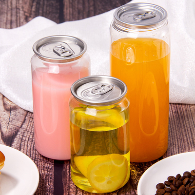 250ml 330ml 350ml 500ml 650ml Pet Clear Juice Can With Easy Open End Plastic Beverage Can