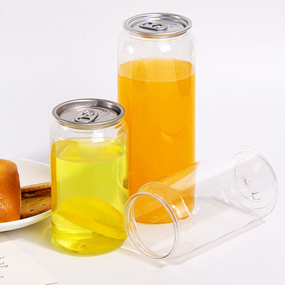 Custom 250 ml 350 ml 500 ml 650 ml 750 ml Transparent PET Plastic Can Drink Soda Coffee Beverages Cans