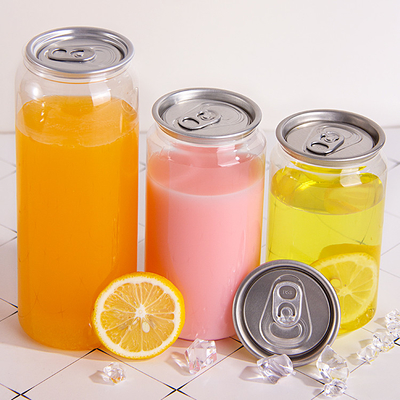 210/250/330/350/400/500/650/ml Disposable Transparent Pet Plastic Beverage Cup With Easy to Open Aluminum Lid Plastic Can