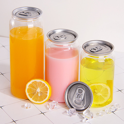 210/250/330/350/400/500/650/ml Disposable Transparent Pet Plastic Beverage Cup With Easy to Open Aluminum Lid Plastic Can