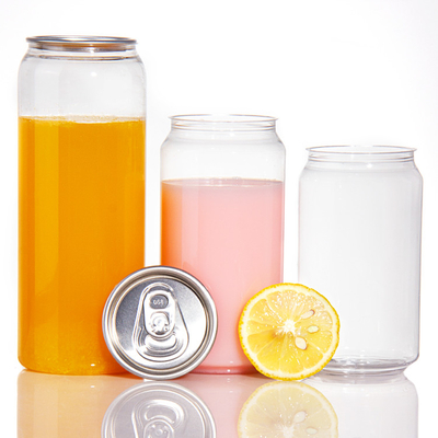 Low Cost 250/350/500 Ml Plastic Beverage Cans Easy Open Plastic Soda Can Covered With Anti Dust Plastic Lid