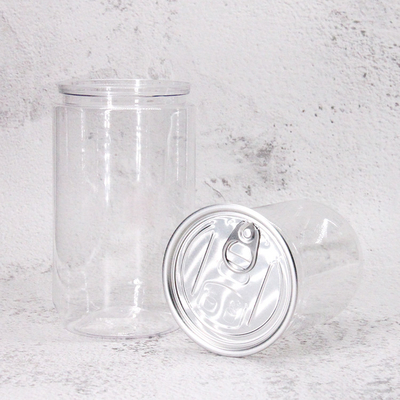 Transparent Pet Plastic Round Jars With Aluminum Alloy Sealed Cap Custom 500ml Plastic Jars of Peanuts or Grains