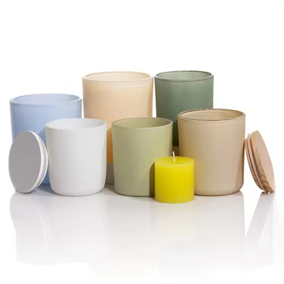 Wholesale in Stock 4oz 8oz 16oz Frosted Empty Glass Scented Candle Jar With Lid Transparent Aromatherapy Candles Jars