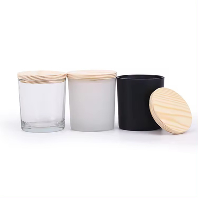 Low MOQ Glass Candle Jar White Black Transparent Color Glass Jar for Candle With Bamboo Cover