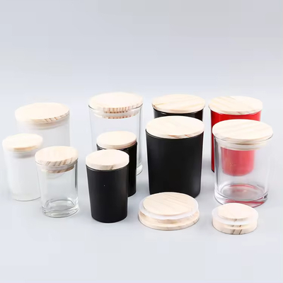 Low MOQ Glass Candle Jar White Black Transparent Color Glass Jar for Candle With Bamboo Cover