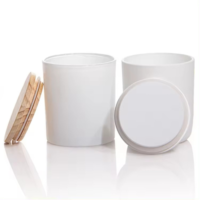 Low MOQ Glass Candle Jar White Black Transparent Color Glass Jar for Candle With Bamboo Cover