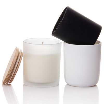 Custom Clean Dishwasher Frosted Safe Spice Packing Containers Wood Lids Empty Glass Candle Jars for Making Candles