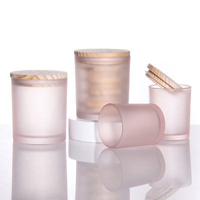 Custom Clean Dishwasher Frosted Safe Spice Packing Containers Wood Lids Empty Glass Candle Jars for Making Candles