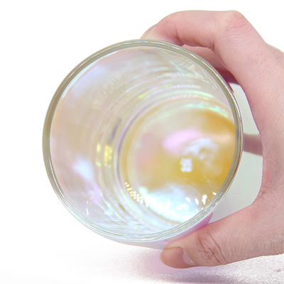 7oz 12oz 14oz Luxury Glass Lid Iridescent Holographic rainbow Candle Jar