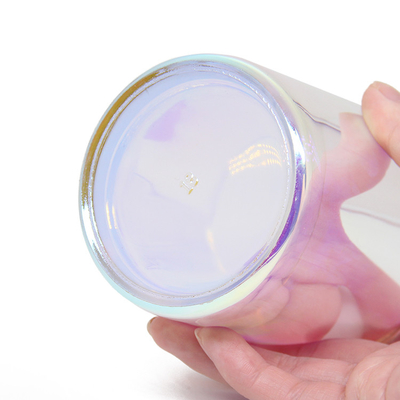 7oz 12oz 14oz Luxury Glass Lid Iridescent Holographic rainbow Candle Jar
