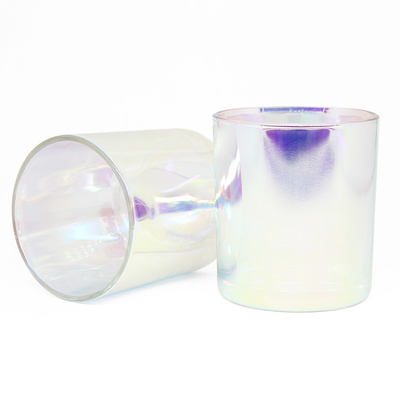 7oz 12oz 14oz Luxury Glass Lid Iridescent Holographic rainbow Candle Jar