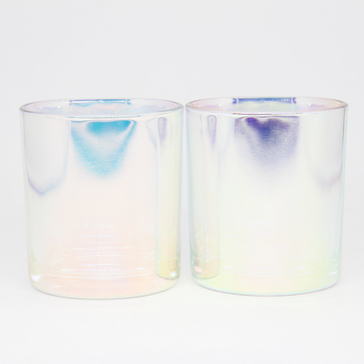 7oz 12oz 14oz Luxury Glass Lid Iridescent Holographic rainbow Candle Jar