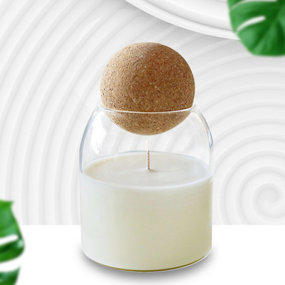 Custom Clear Heat Resistant Empty Candle Vessel 500ml Cork Ball Lid Glass Jar for Candle Making