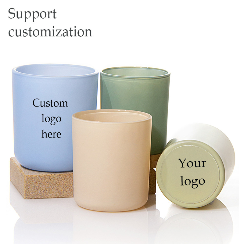 Custom Clean Dishwasher Frosted Safe Spice Packing Containers Wood Lids Empty Glass Candle Jars for Making Candles
